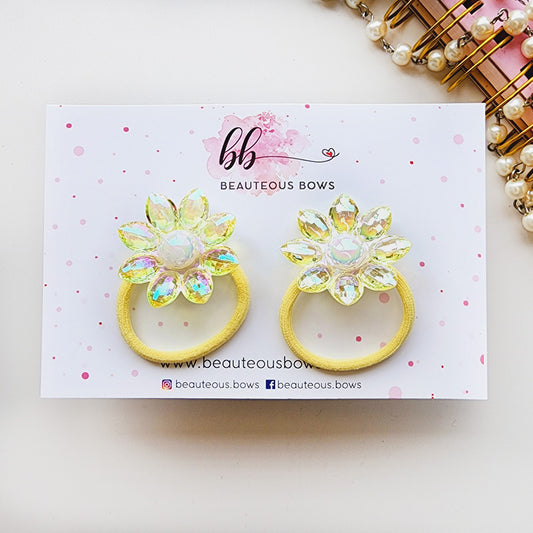 Crystal Flower Hair Tie Set