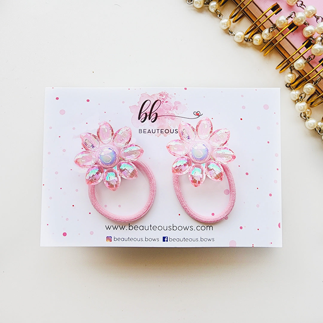 Crystal Flower Hair Tie Set