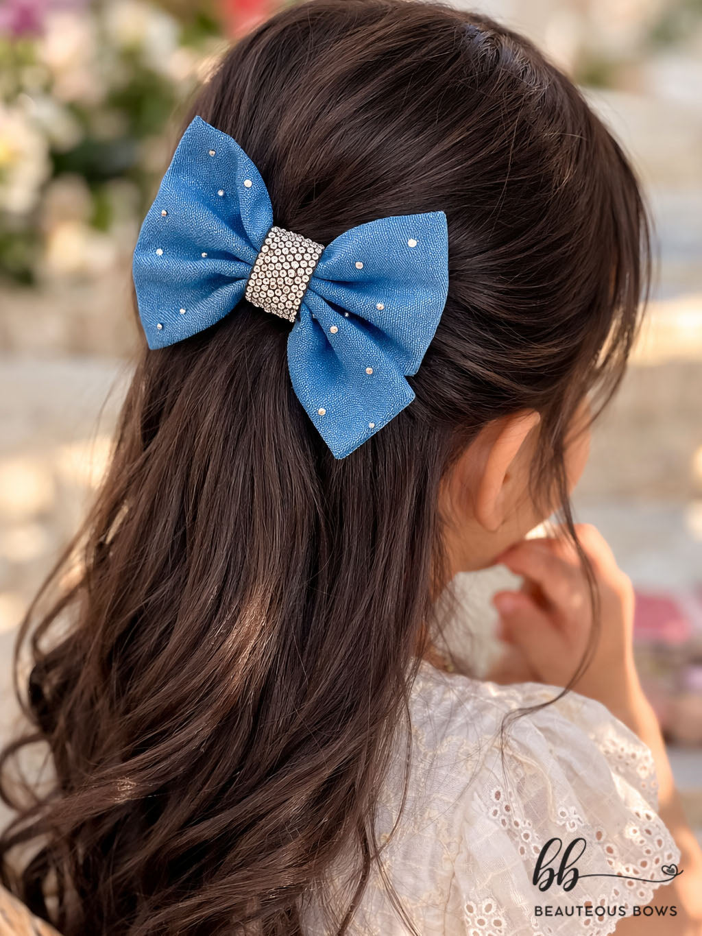 Denim Rhinestone Bow
