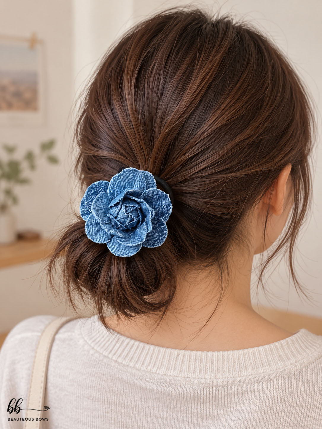 Denim Rose Hairtie