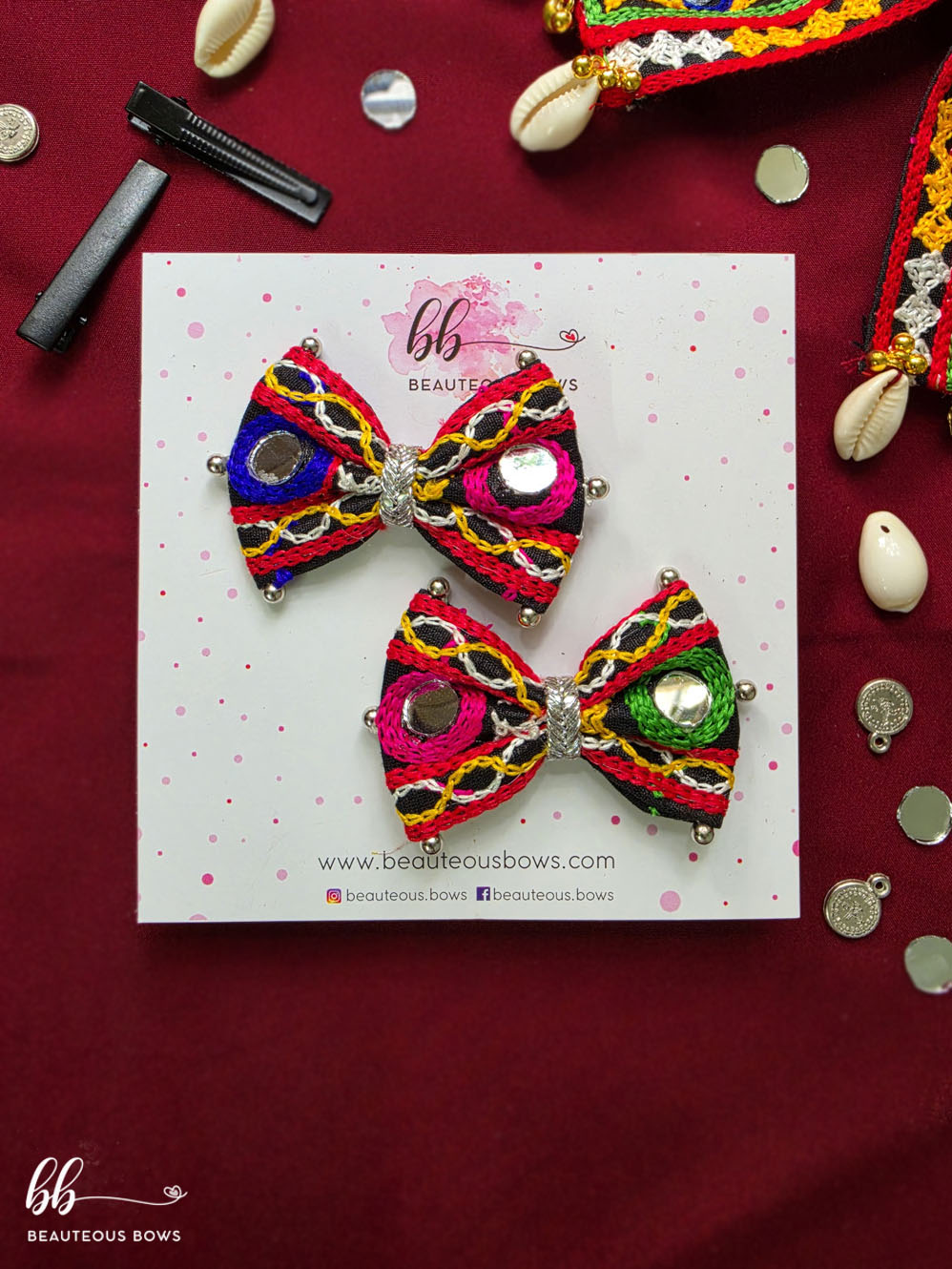 Dholida Navratri Mini Hair Bow Set