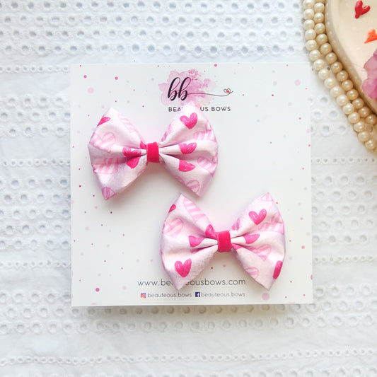 Doodle Hearts Satin Mini Bow set
