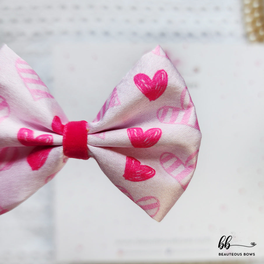 Doodle Hearts Satin Mini Bow set