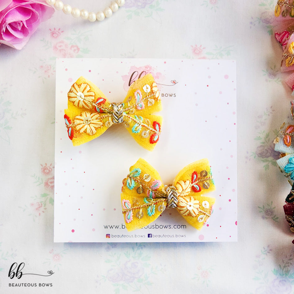 Embroidery Tulle Bow Set