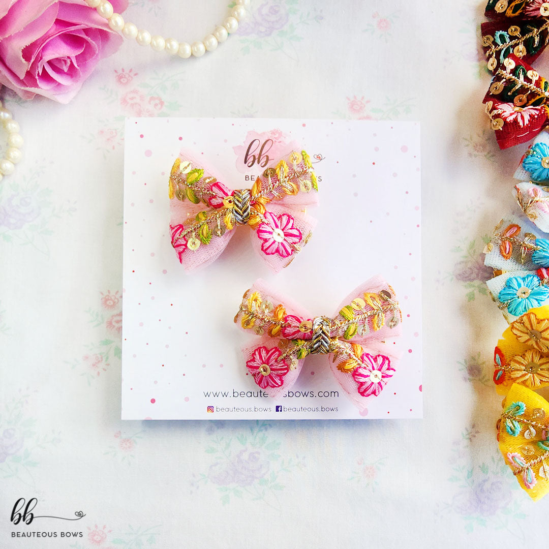 Embroidery Tulle Bow Set