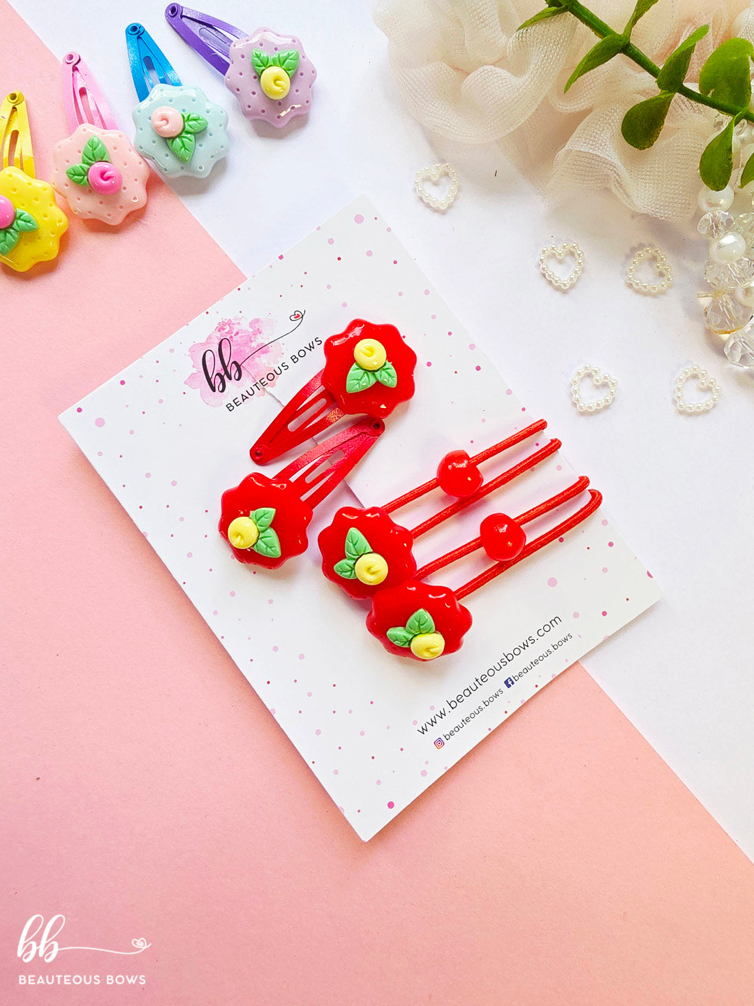 English Flower Charm Hairtie & Tic Tac set