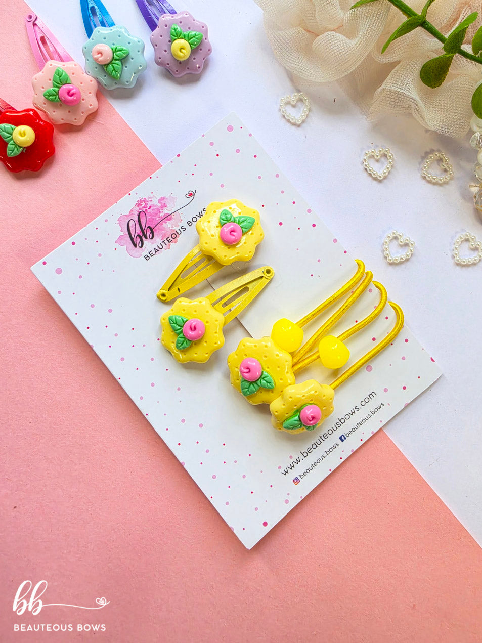 English Flower Charm Hairtie & Tic Tac set