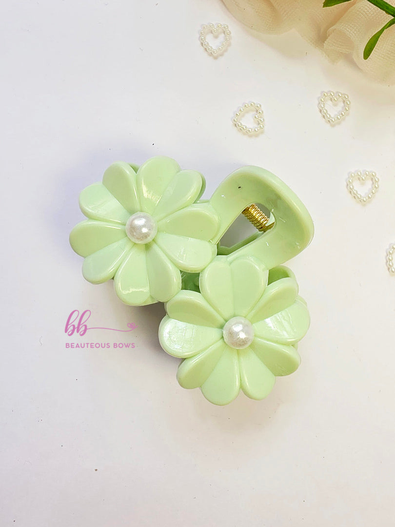 Pastel Double Floral Claw Clip