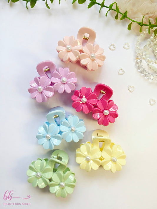 Pastel Double Floral Claw Clip