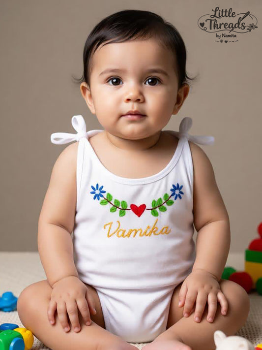 Flower Veil Cotton Jhabla with Custom Name