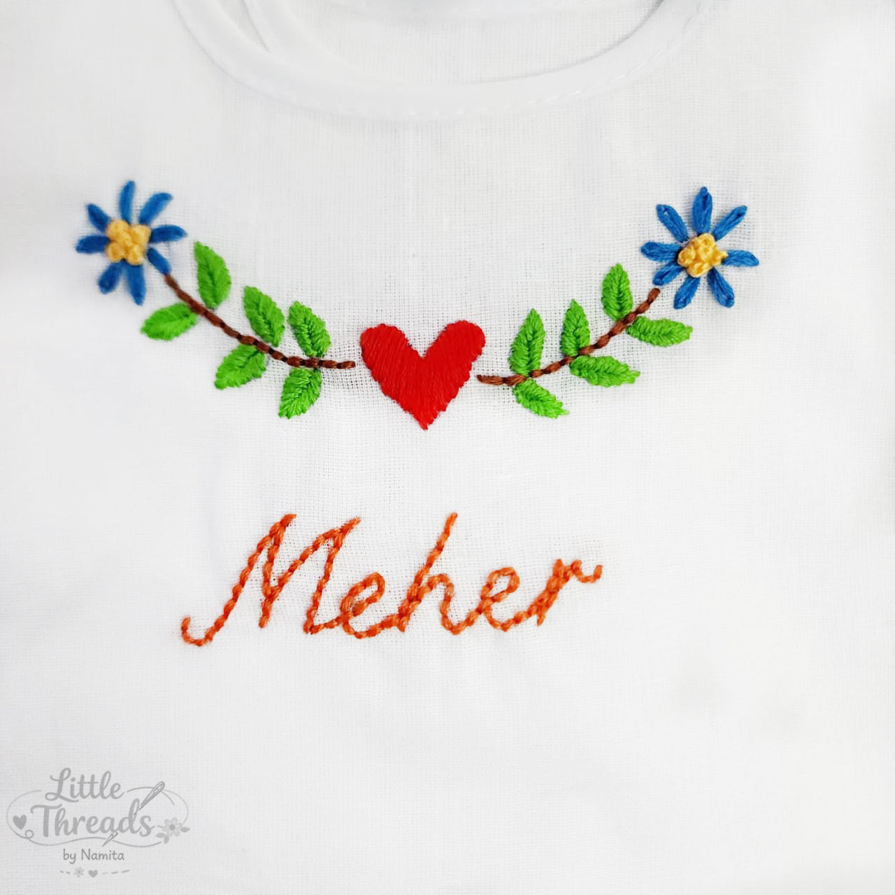 Flower Veil Cotton Jhabla with Custom Name