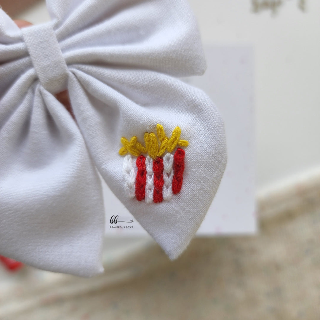 French Fries Pigtail Hair Bow