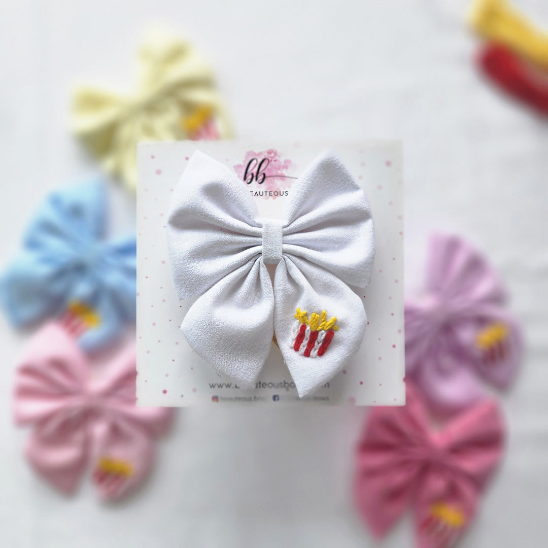 French Fries Pigtail Hair Bow