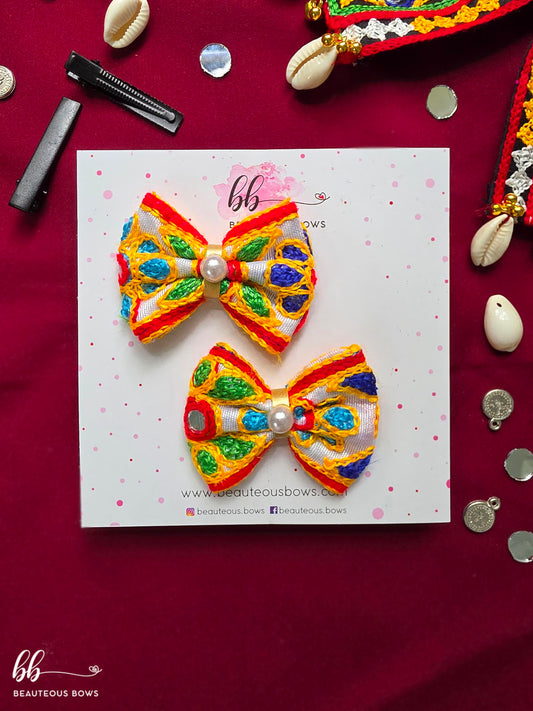 Garba Navratri Mini Hair Bow Set