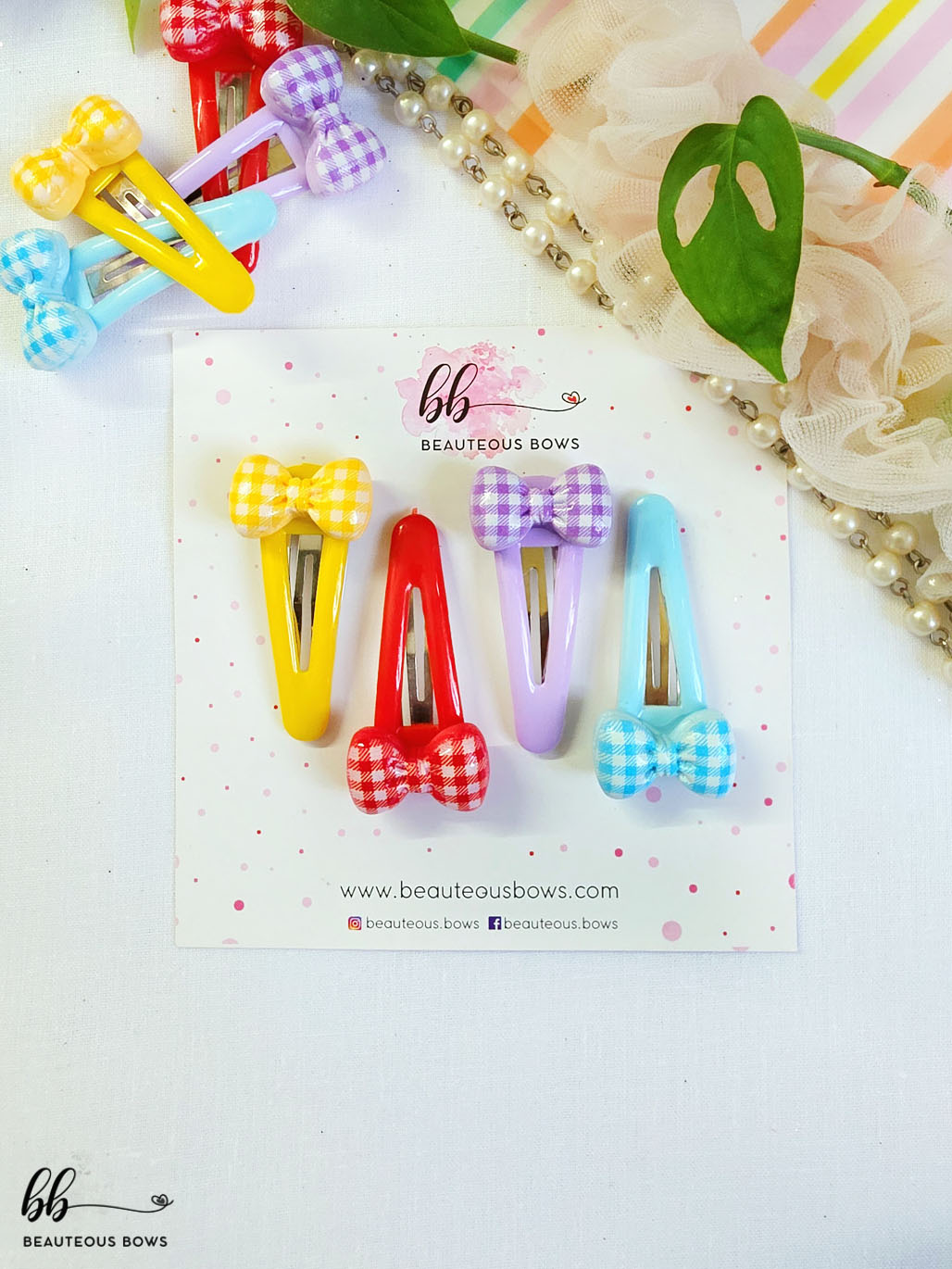 Gingham Bow Tic Tac set