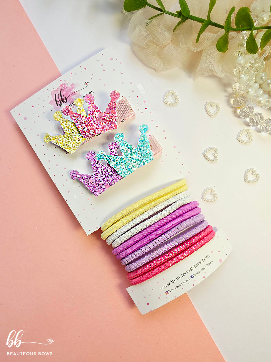Glitter Hair Tie & Clip Set