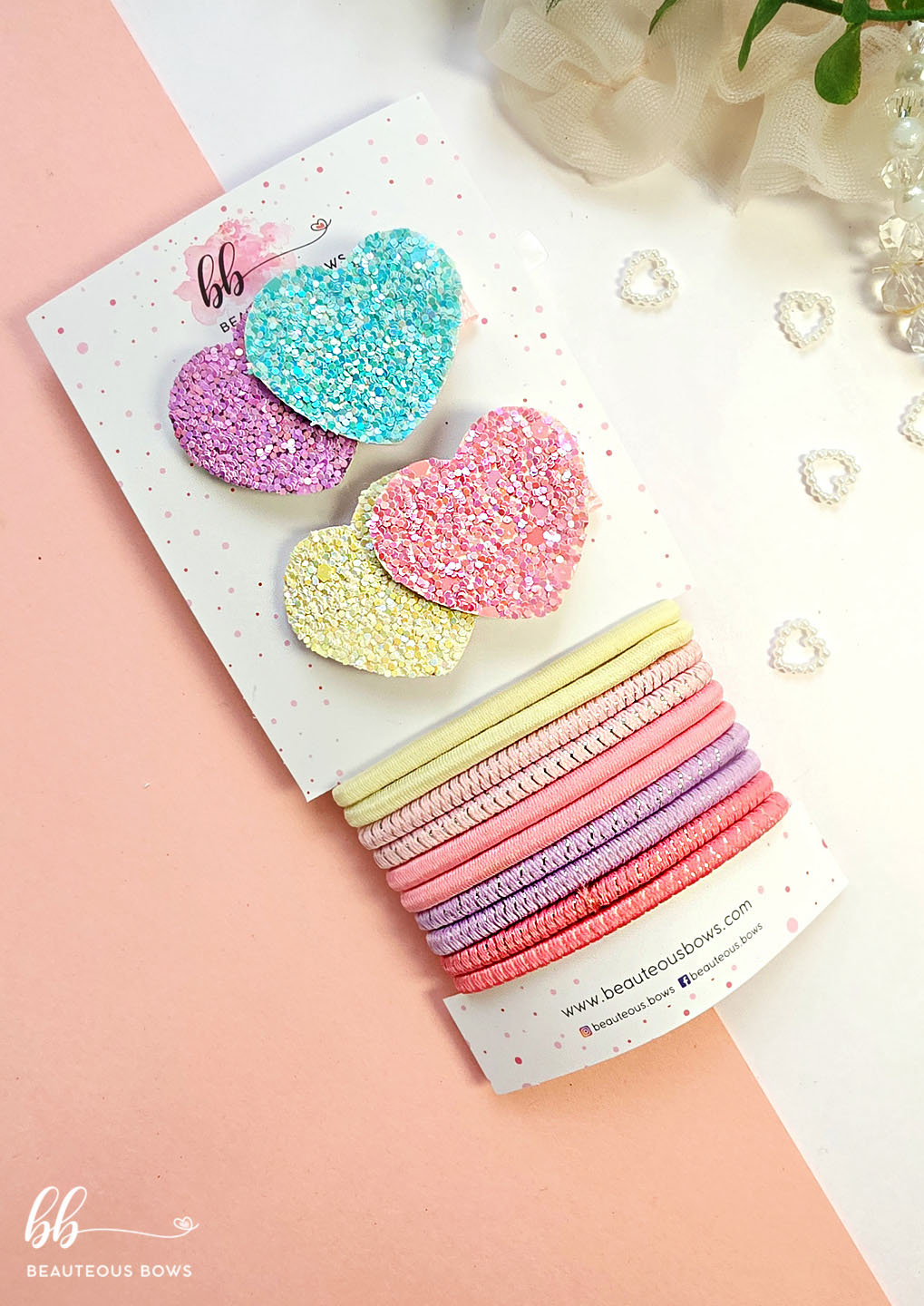 Glitter Hair Tie & Clip Set