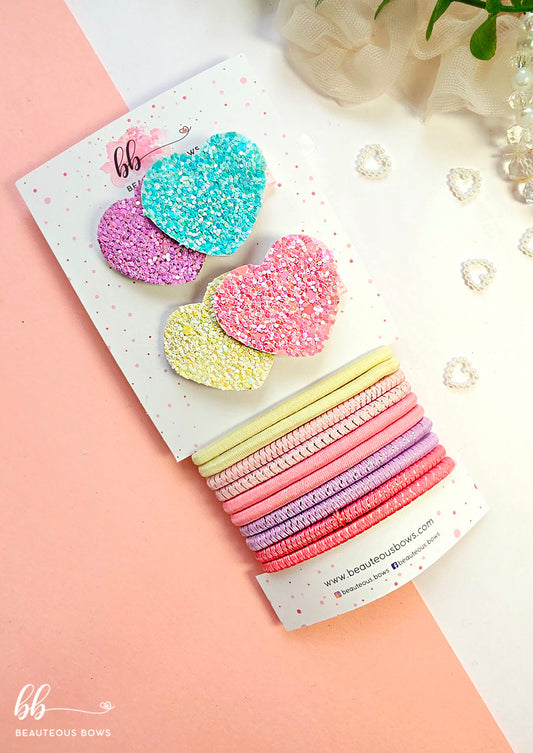 Glitter Hair Tie & Clip Set