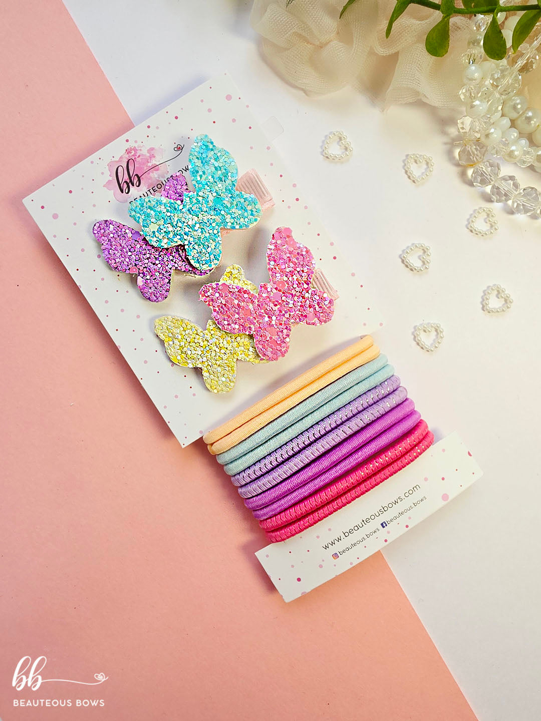 Glitter Hair Tie & Clip Set
