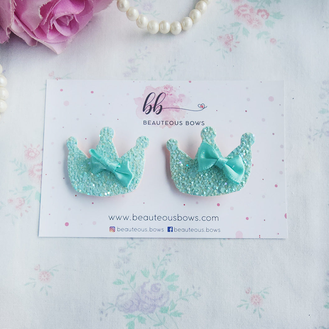 Glitter Crown Clip Set