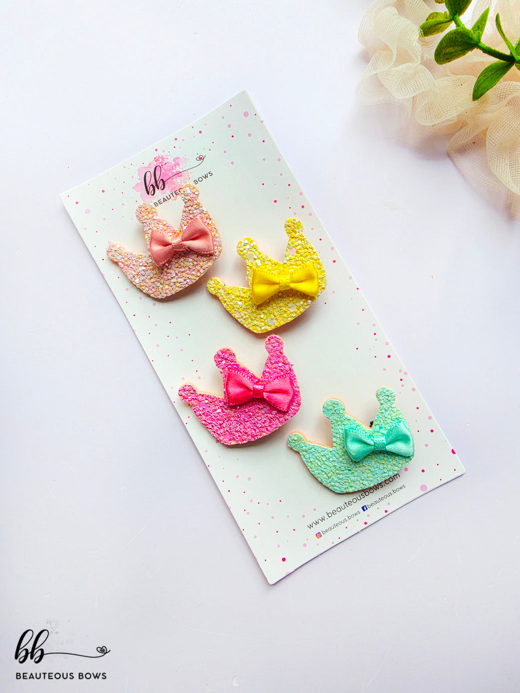 Glitter Crowns Clip Set