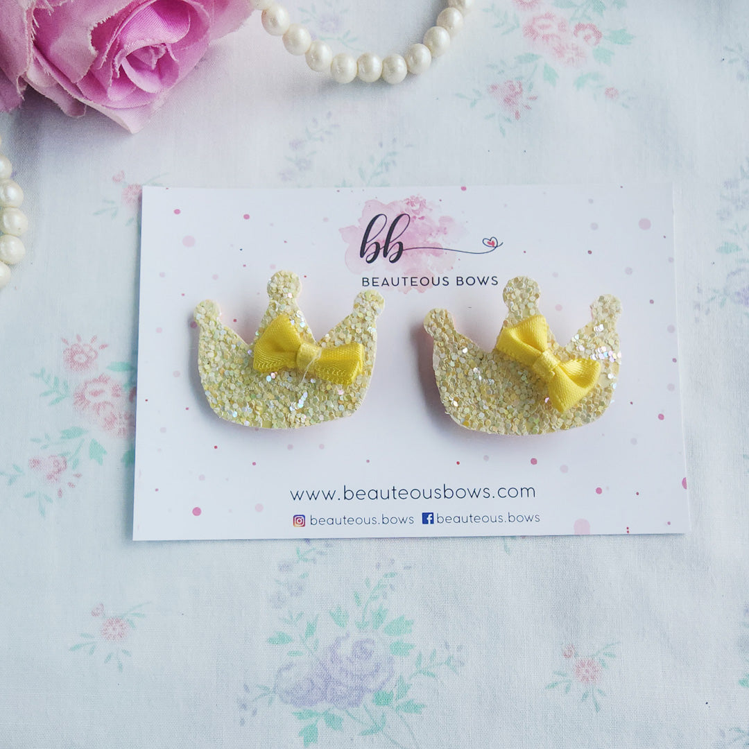 Glitter Crown Clip Set