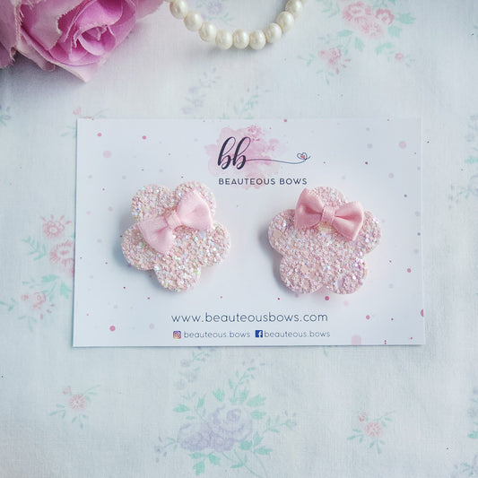 Glitter Flower Clip Set