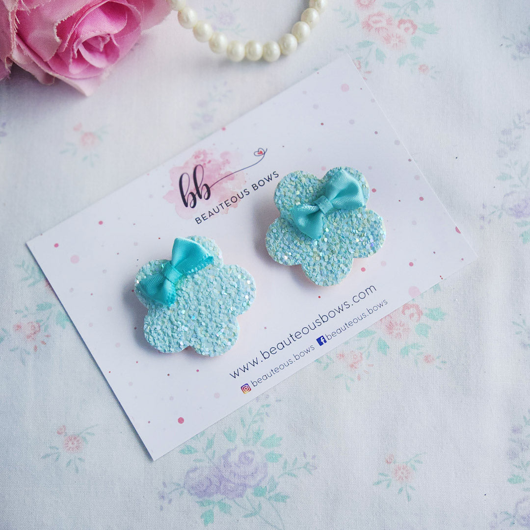 Glitter Flower Clip Set