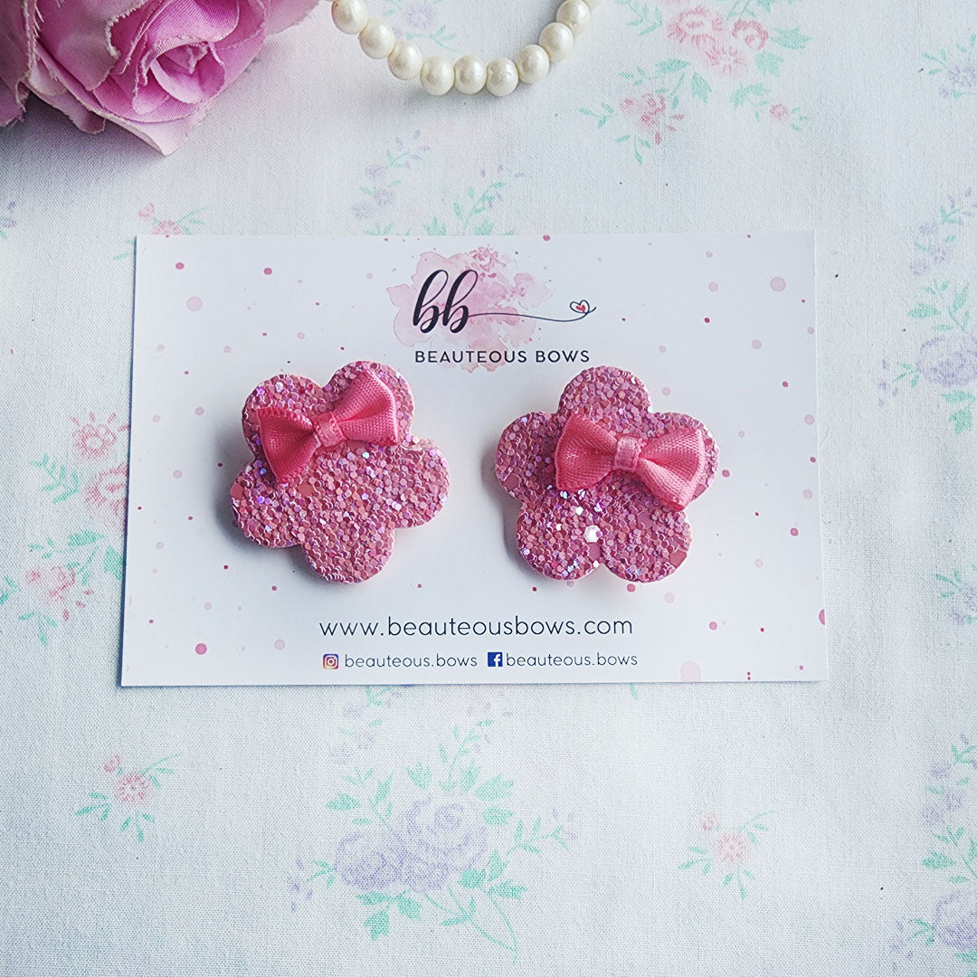 Glitter Flower Clip Set