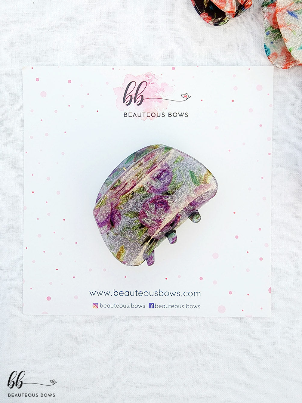 Glitter Rose Hair Claw