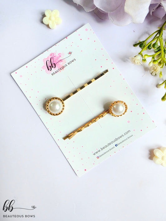Gold Pearl Bob Pin Set