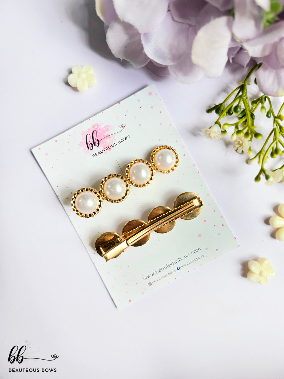 Gold Pearl Clips Set