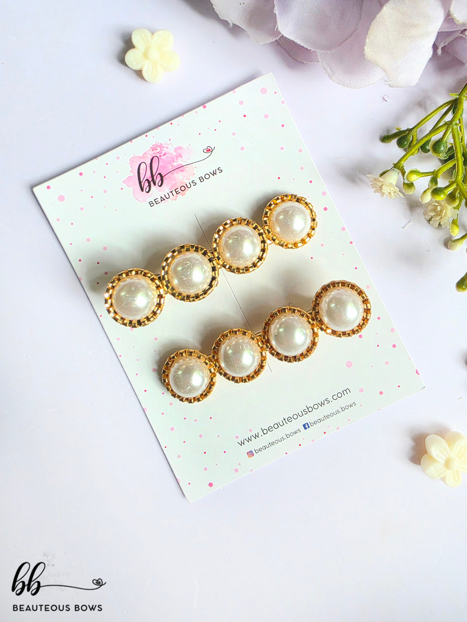Gold Pearl Clips Set