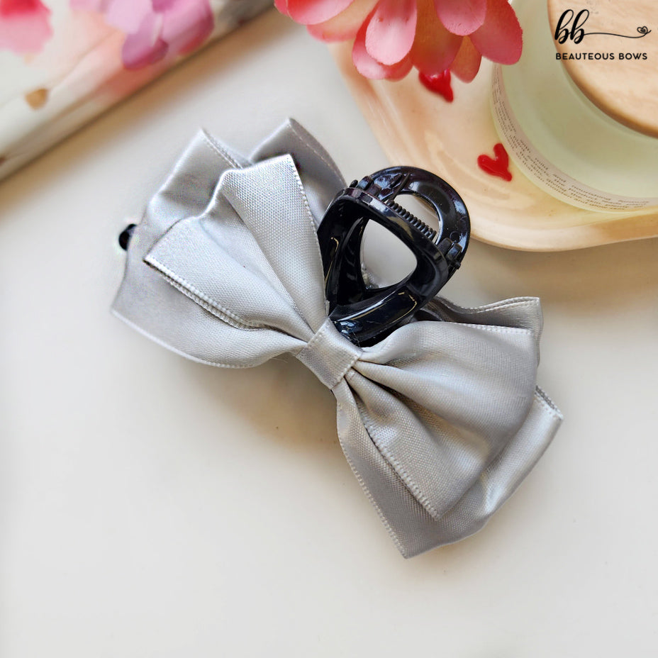 Satin Double Bow Claw Clip