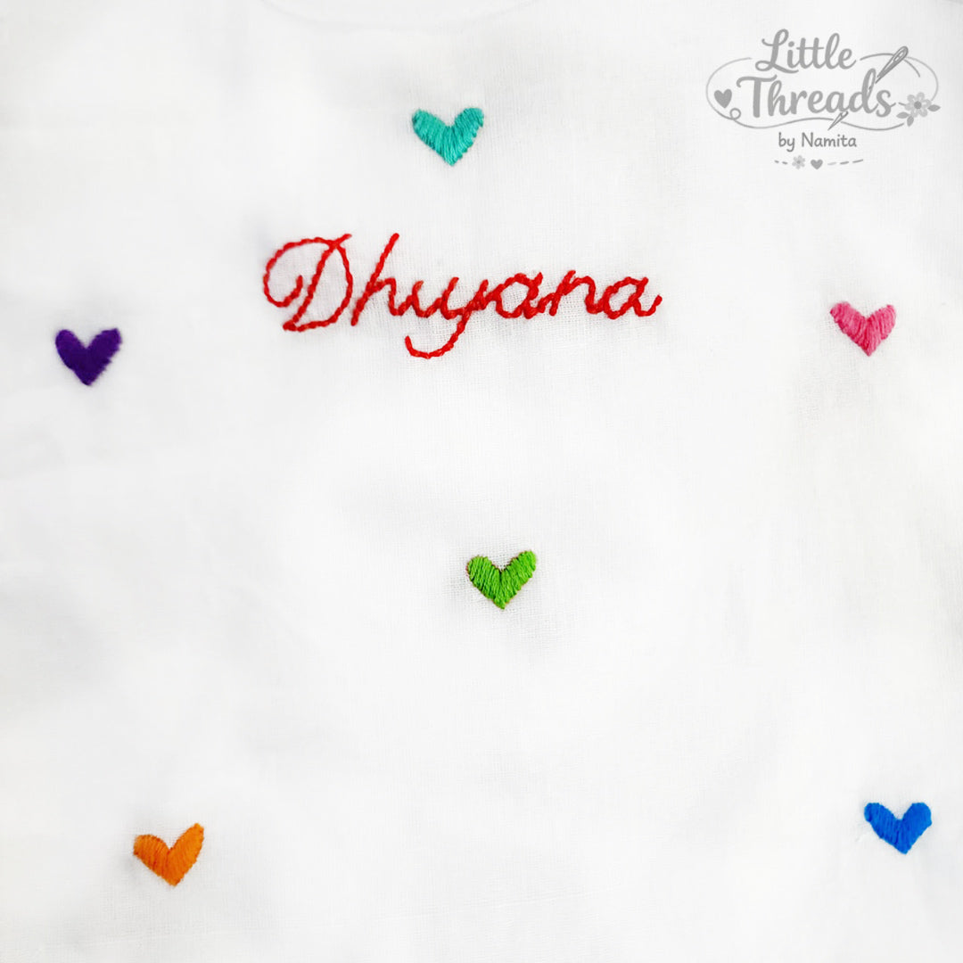 Hearts Cotton Jhabla with Custom Name