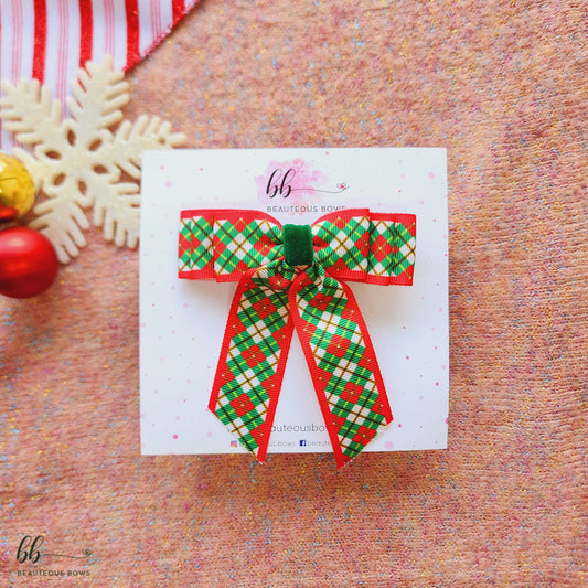 Holly Printed Tail Bow