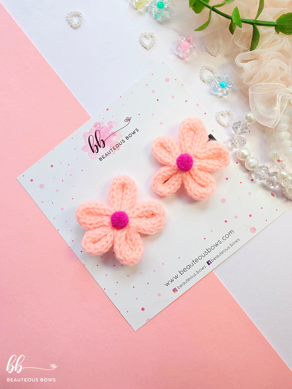 Knit Flower Clip Set