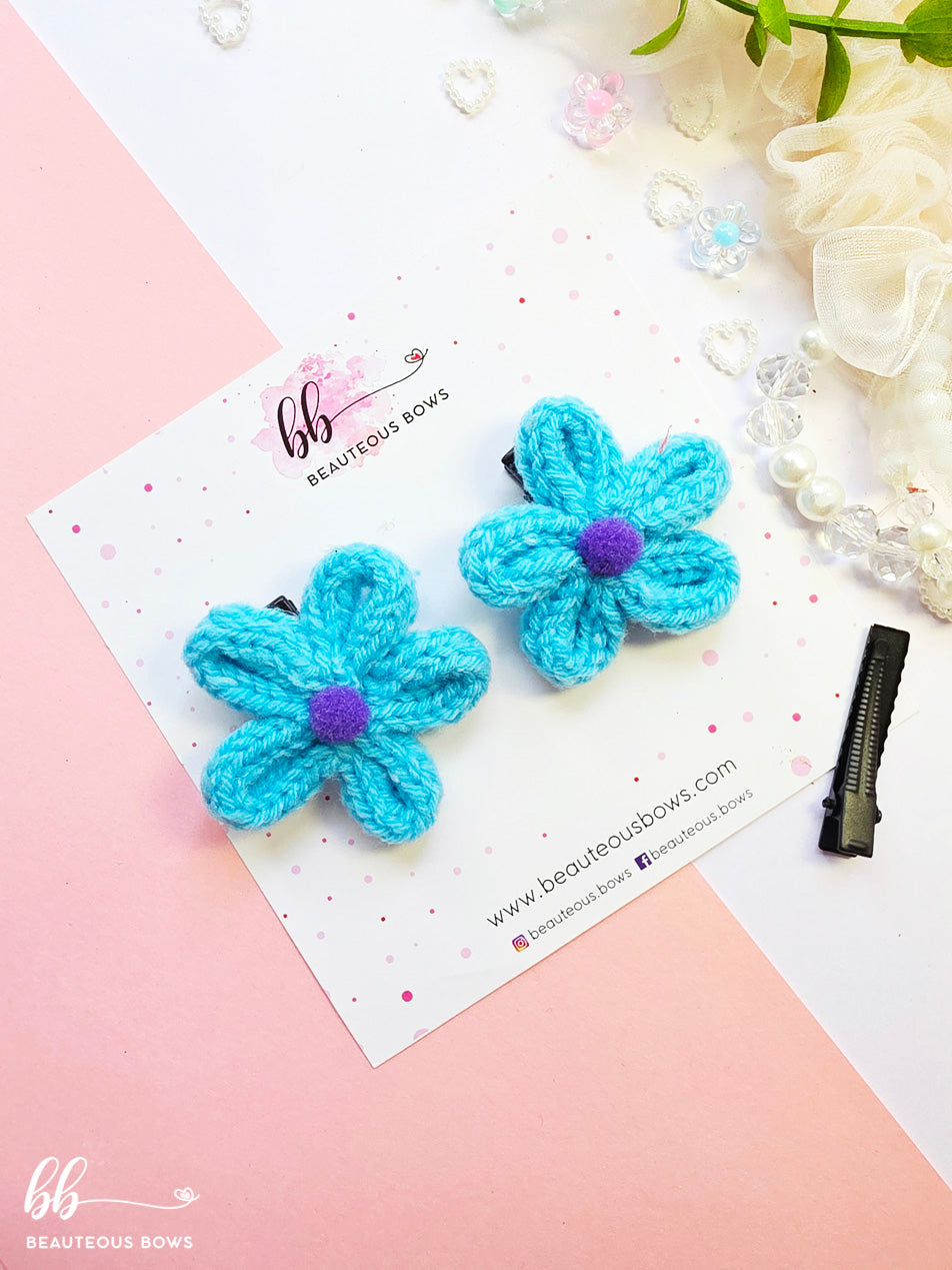 Knit Flower Clip Set