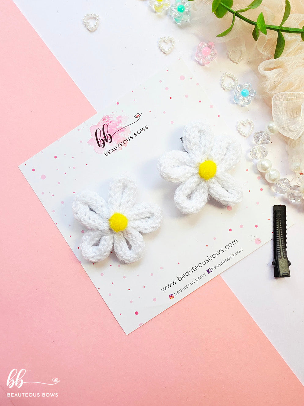 Knit Flower Clip Set