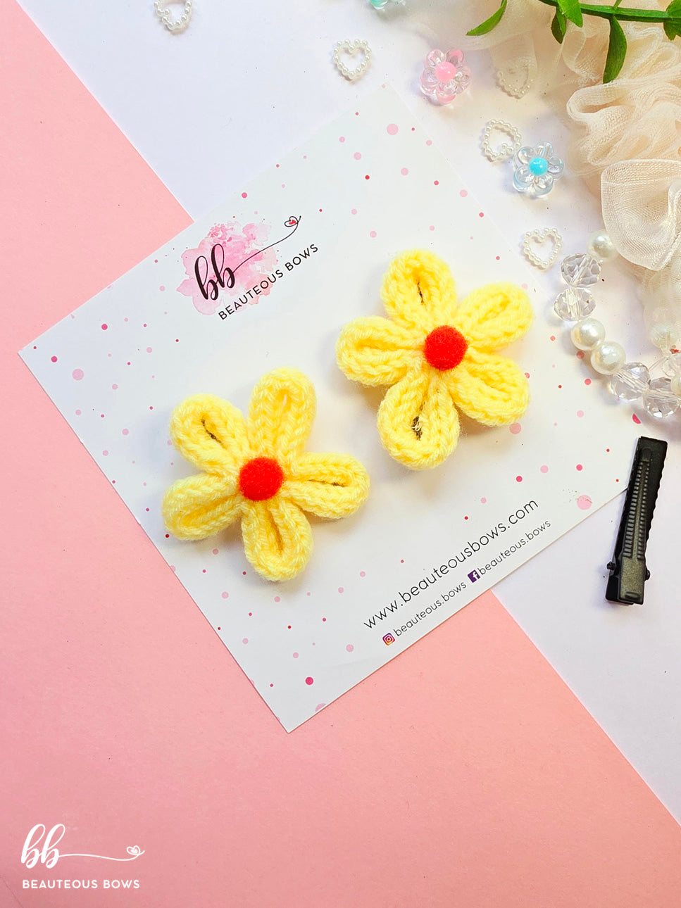 Knit Flower Clip Set