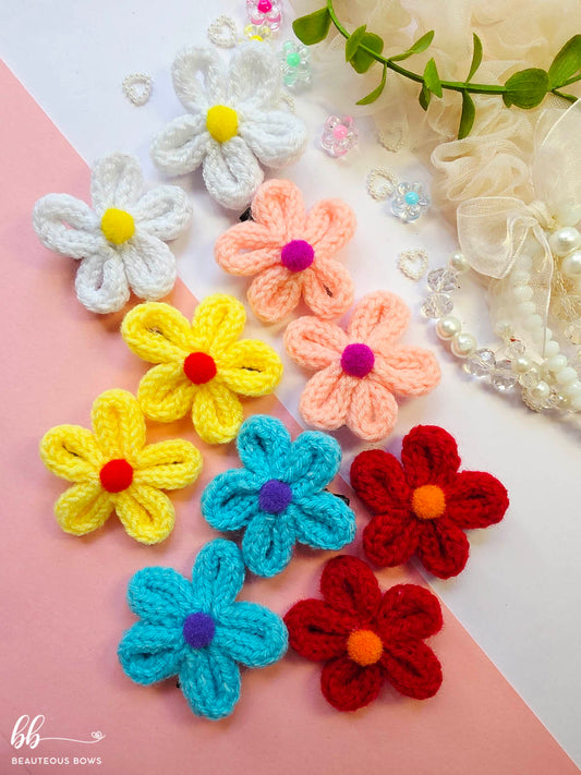 Knit Flower Clip Set