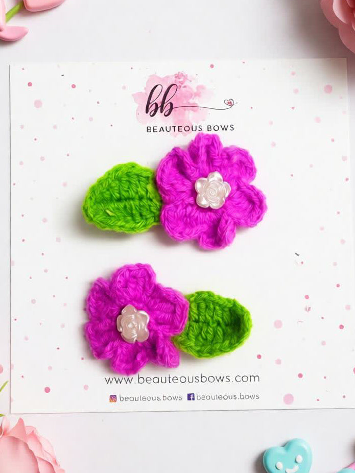 Crochet Flower Clip Set