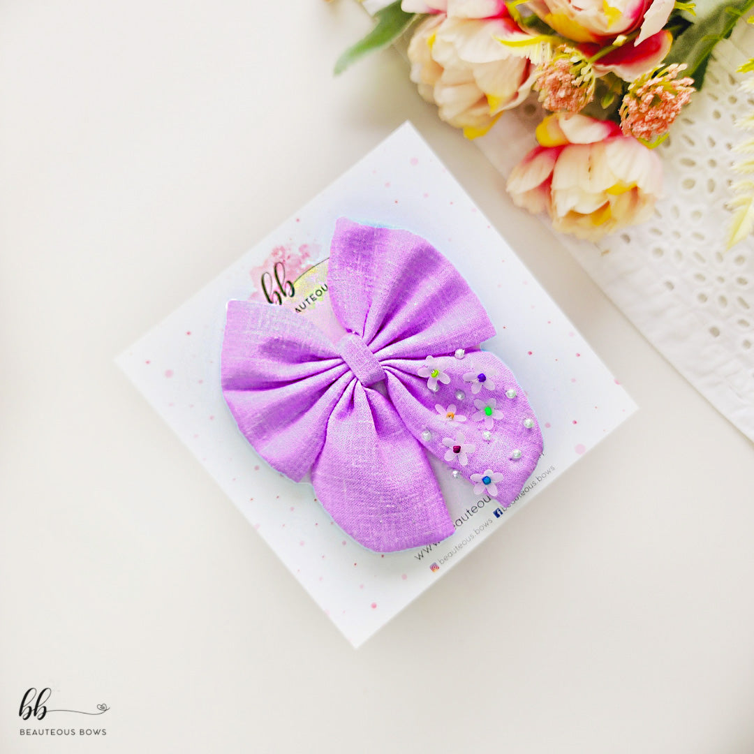 Floral Sprinkles Pigtail Hair Bow