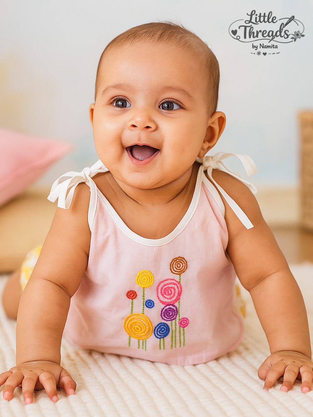 Candyland Cotton Jhabla with Custom Name