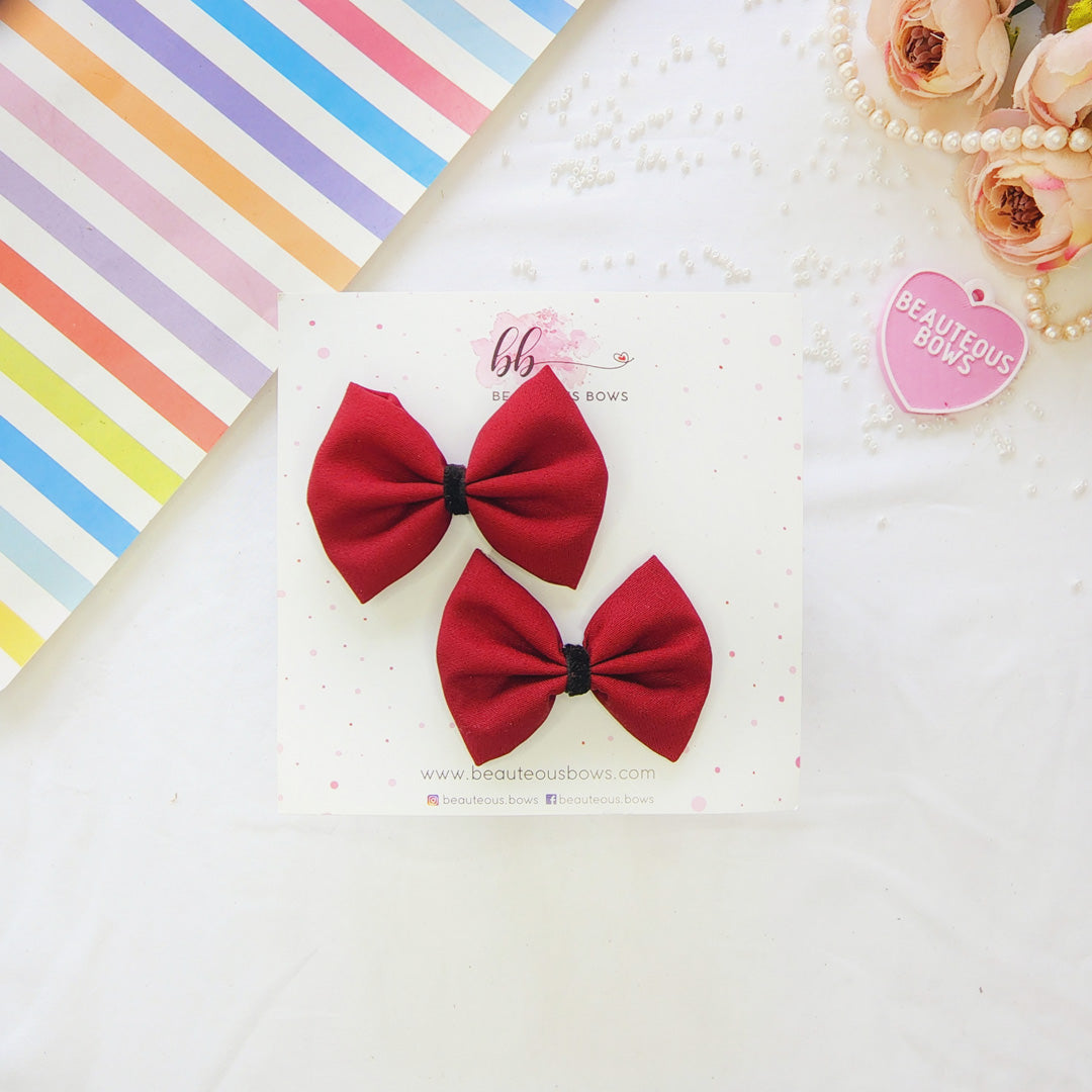 Maroon Mini Hair Bow Set