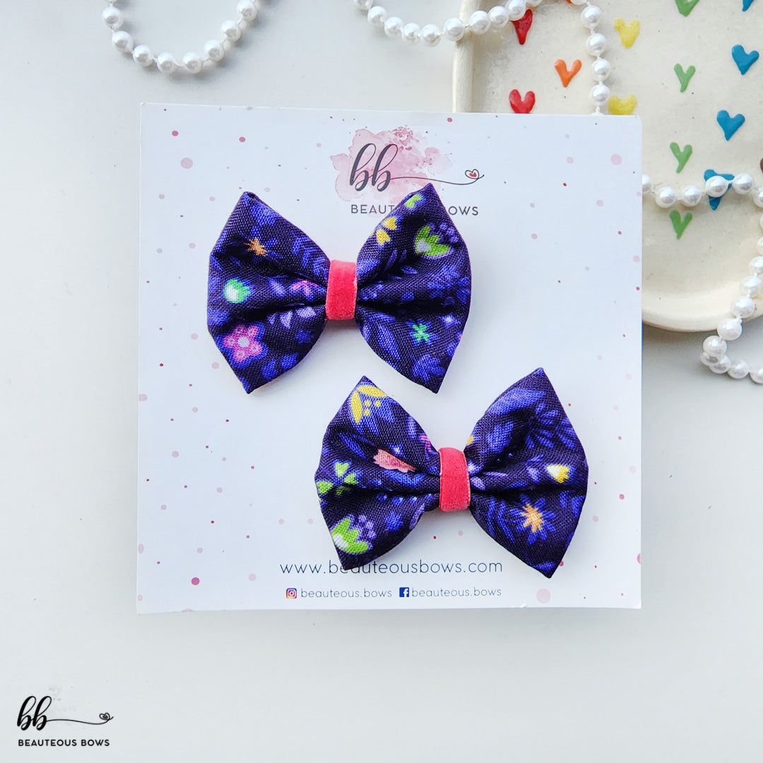 Midnight Neon Mini Hair Bow Set