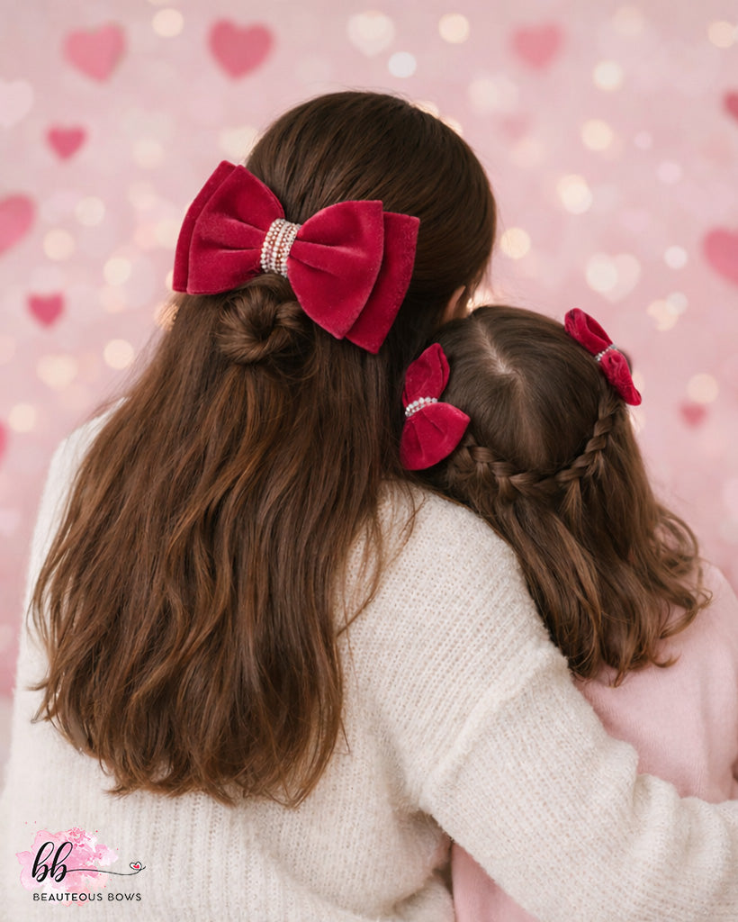 Velvet Mom & Me Set - Deep Rose Pink