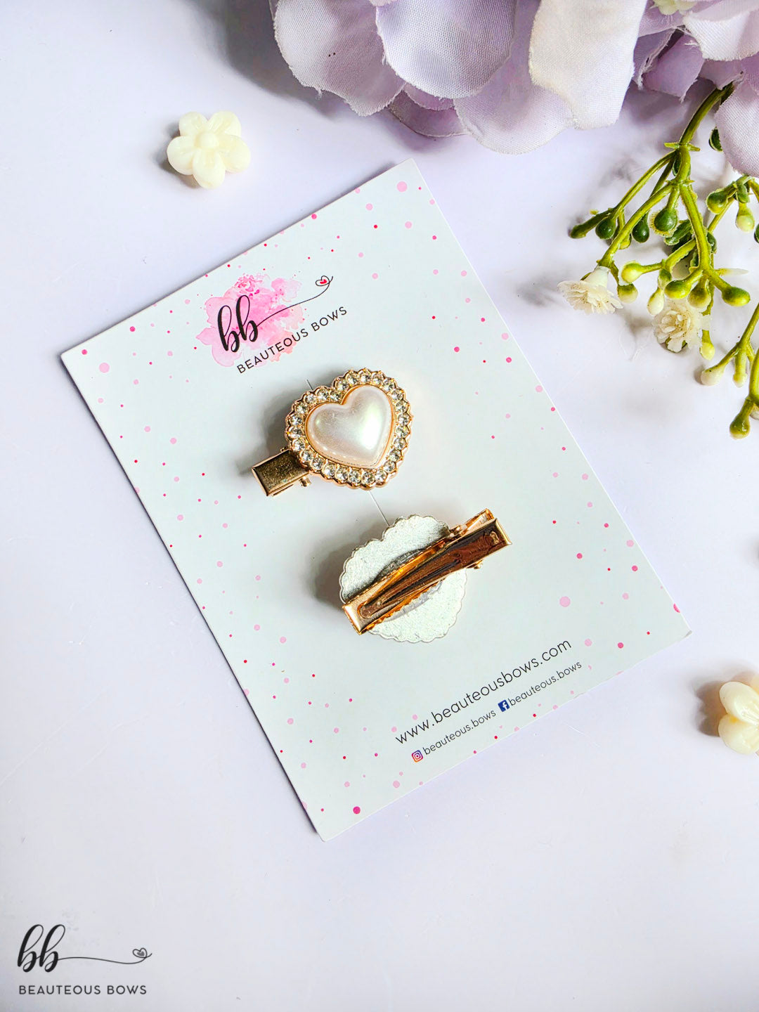 Pearl Heart Clip Set