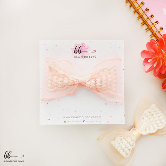 Dainty Pink Lace Bow