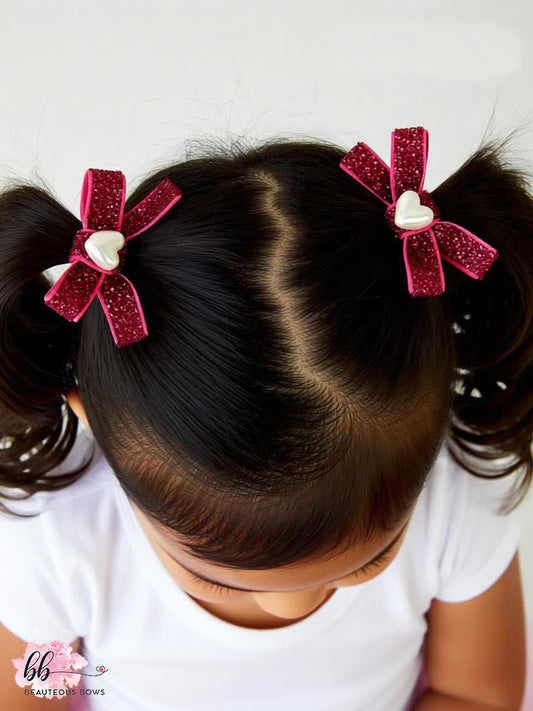 Pink Glitter Bow Set